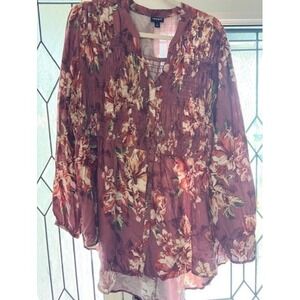 TORRID Top Blouse Size 2 (2X)Peasant Babydoll Floral Boho Lightweight Plus Size